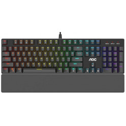 AOC GK500-RED RGB Mechanical Gaming Keyboard (RU), Mechanical keys (OUTEMU Red key switch), Backlight (RGB), 100% anti-ghosting, Ultra-portable design, Solid-aluminium frame, Plastic Wrist Rest, USB